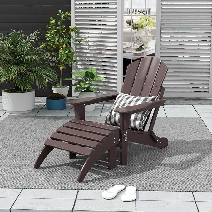 WO Home Furniture Adirondack Ottoman Outdoor Patio Footrest 13.5" Inch Folding - Image 2