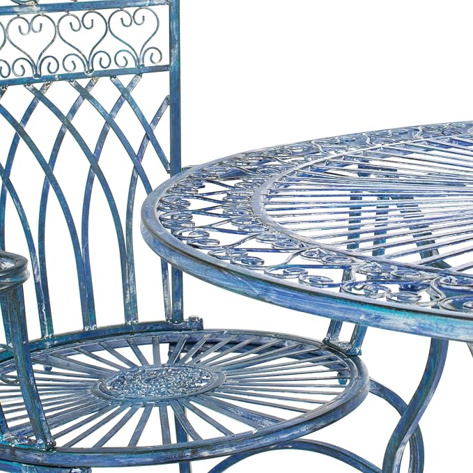 Safavieh PAT5003C Outdoor Collection Thessaly Victorian Antique Blue 5-Piece - Image 9