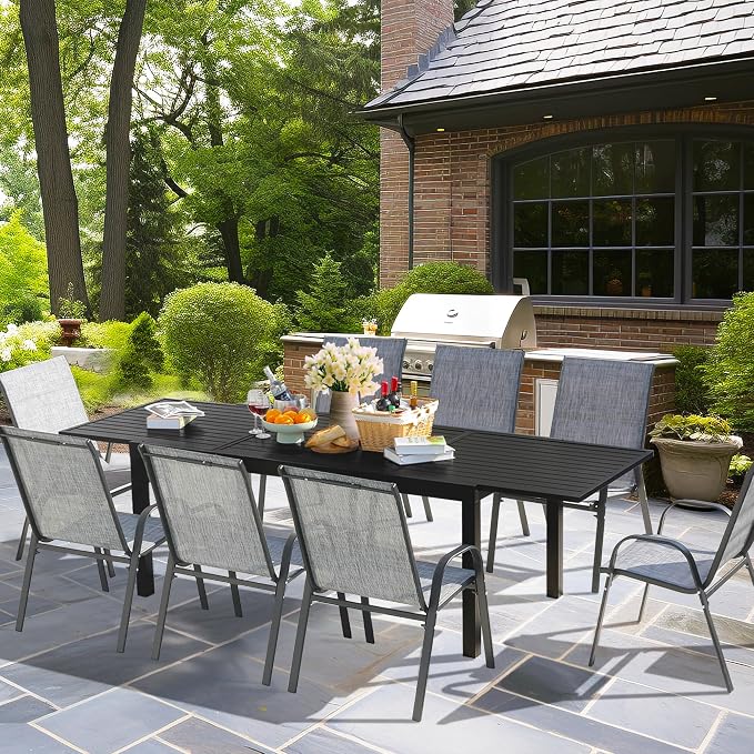 Outdoor Expandable Dining Table 71"-106" Aluminum Patio Dinner Table - Image 2