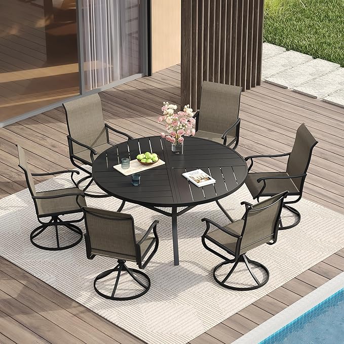 VICLLAX Round Patio Table with Adjustable Umbrella Hole - Image 2