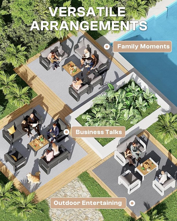 Aluminum Outdoor Patio Furniture Set, 4 Piece Oversized Patio Conversation Sets - Image 5