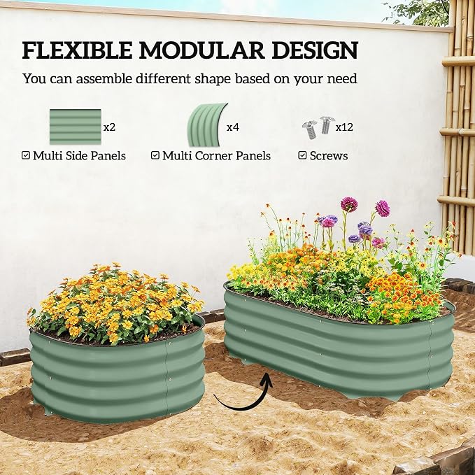 Outsunny 3.5' x 2' x 1' Galvanized Raised Garden Bed Kit, Outdoor Metal - Image 3