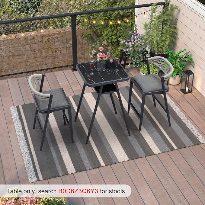 PURPLE LEAF Outdoor Aluminum Counter Height Bistro Stool Table - Image 7