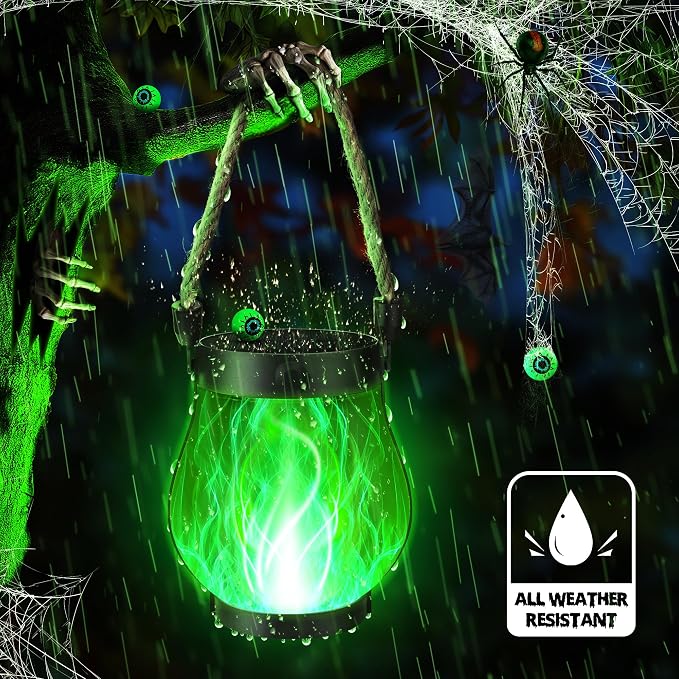 iBaycon 1 Pack Solar Lanterns Lights, Halloween Flickering Flame Garden Lights - Image 7