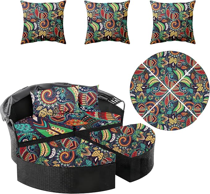 66" Round Daybed Cushion Cover & 3 Pillow Covers Set by dreahoteztil