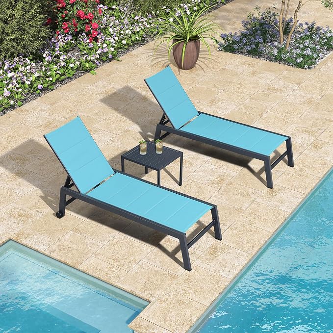 PURPLE LEAF Outdoor Chaise Lounge Set of 2 Aluminum Patio Lounge Chair - Image 4