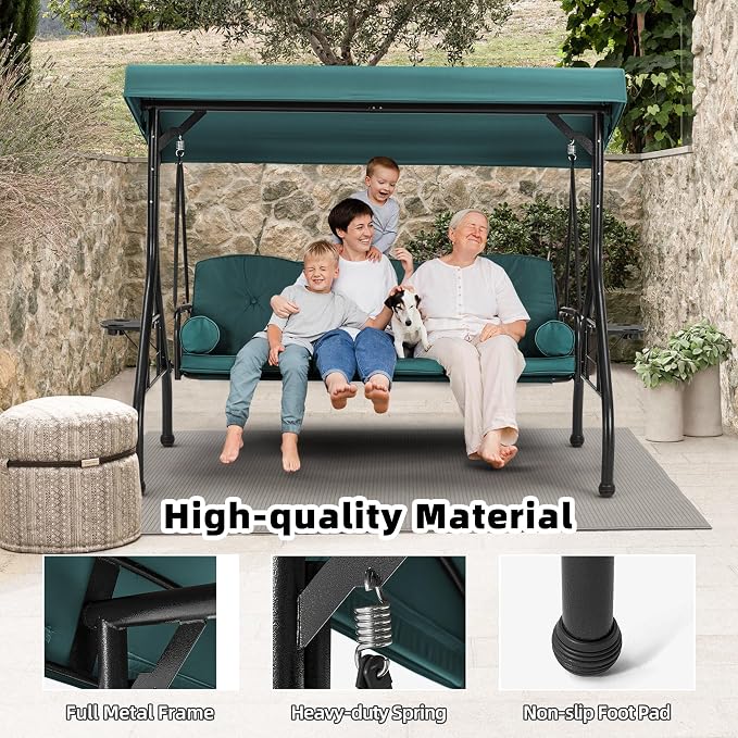 HOMREST 3 Seat Outdoor Porch Swing - Image 4