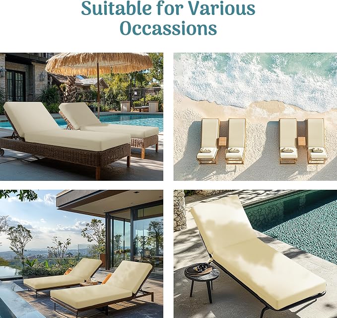 Codi Chaise Lounge Cushions Outdoor, Pool Lounges Chair Cushion Set, Waterproof - Image 7