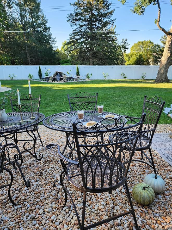 Safavieh Outdoor Collection Thessaly Antique White 5 Piece Patio Set - Image 4