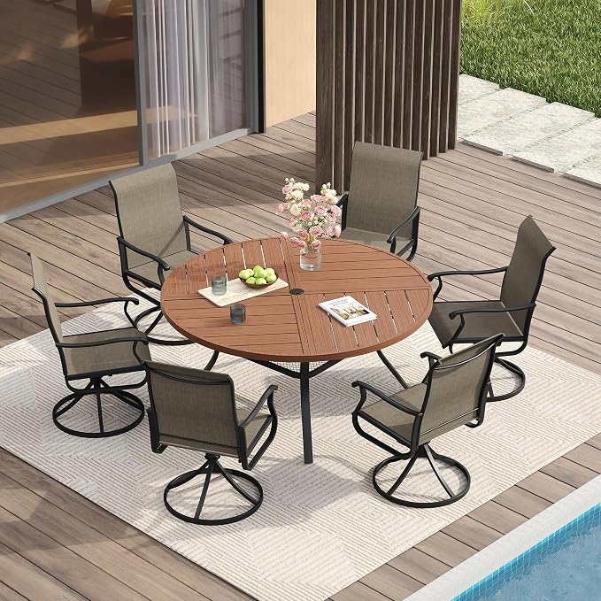 VICLLAX Round Patio Table with Adjustable Umbrella Hole - Image 7
