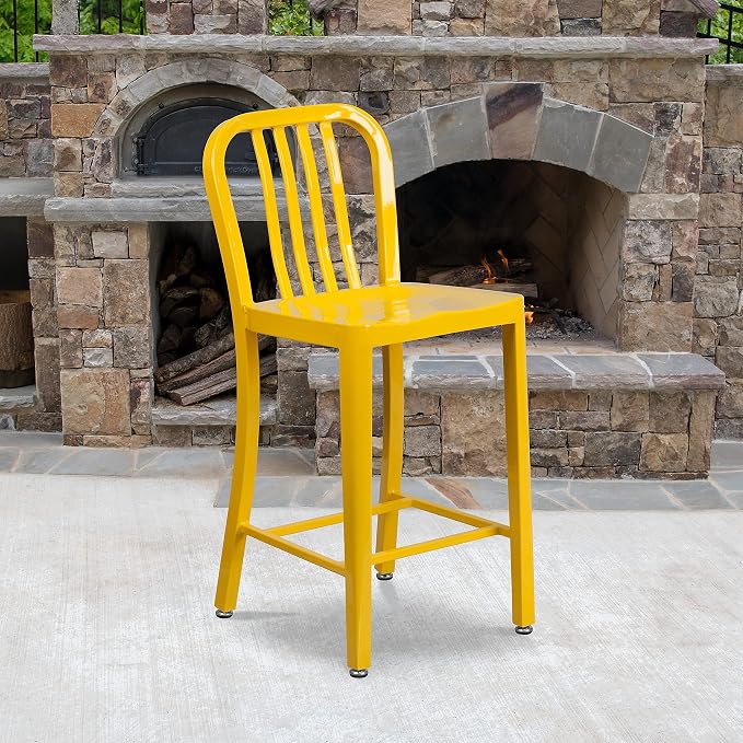 Flash Furniture Commercial Grade 24" High Yellow Metal Indoor-Outdoor Counter - Image 4
