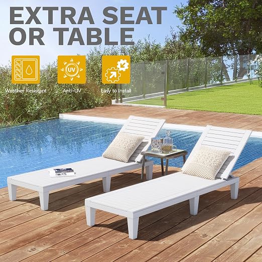 DWVO Outdoor Chaise Lounge, Pool Lounge Chair Set of 2 w/ 5-Level Backrest - Image 6