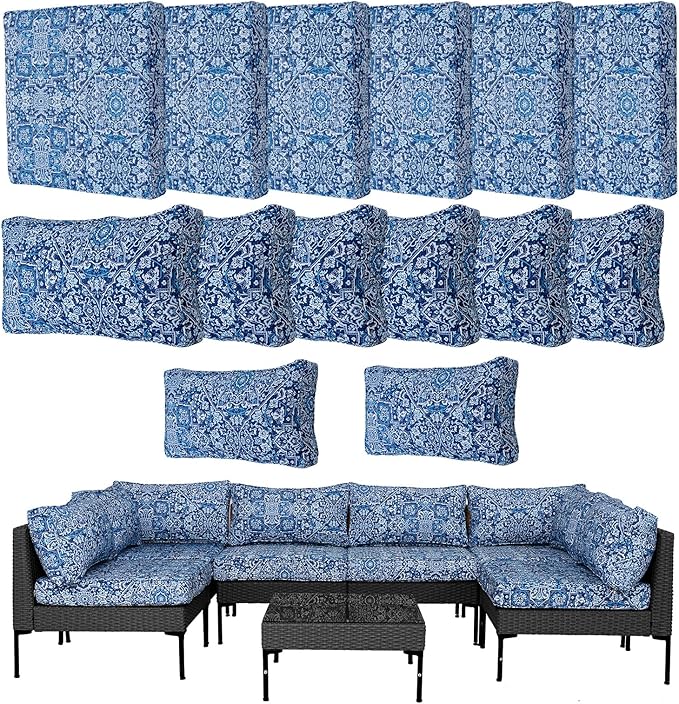14Pcs Outdoor Cushion Covers Replacement Washable Waterproof UV w/Zipper by Frxeyaliz