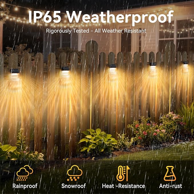 LumiZen Solar Fence Lights 12 Pack, 12 Modes RGB Color Glow LED Solar Lights - Image 6