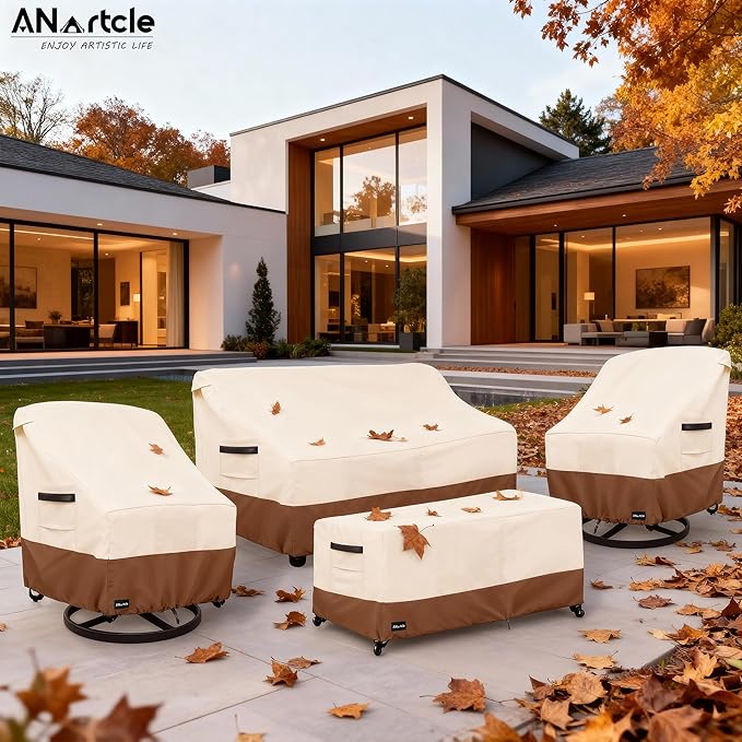 Patio Furniture Covers 4 Piece Set, 600D Waterproof Heavy Duty Outdoor - Image 7