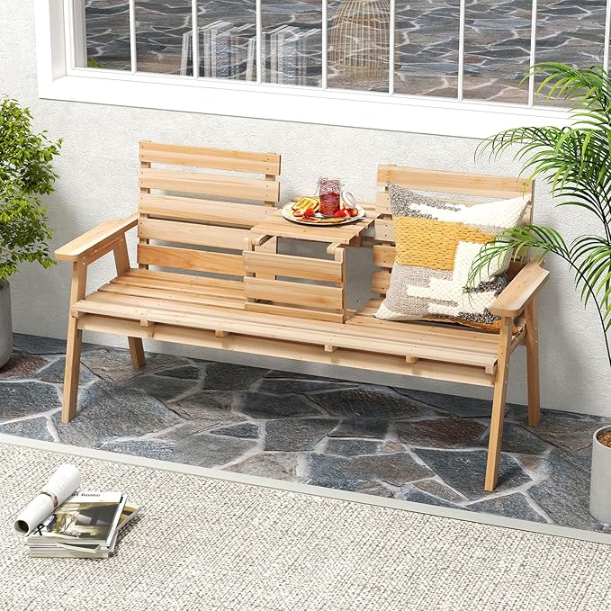 Tangkula Outdoor Fir Wood Bench - Image 4