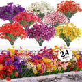24 Bundles Artificial Flowers for Outdoors/Indoors, Fake Flowers Plants for by ColoPlay