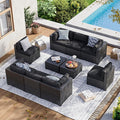 Aoxun 10 Piece Patio Furniture Set Wicker Rattan Patio Sectional Sofa Set by Aoxun
