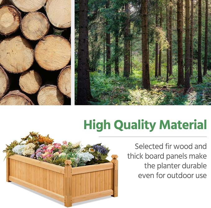 Yaheetech 46″ L × 23.5″ W × 16″ H Wooden Raised Garden Bed, Horticulture Wood - Image 4