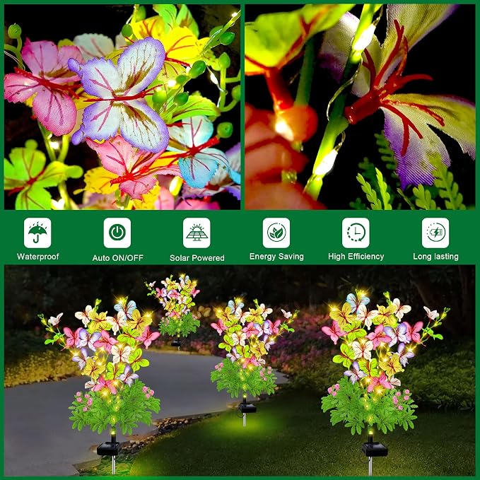 Solar Garden Lights Outdoor Waterproof, 4 Packs Solar Swaying Butterfly Lights - Image 5