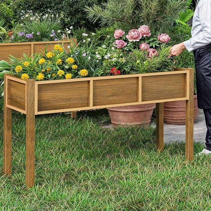 YITAHOME 48x18x30in Raised Garden Bed, Weather Resistant Poly Lumber Planter Box - Image 8