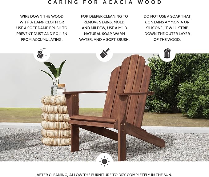 Linon Home Dcor Home Decor Teak Wood Stock Chair, 30.4" wx37.6 dx37.8 h - Image 5