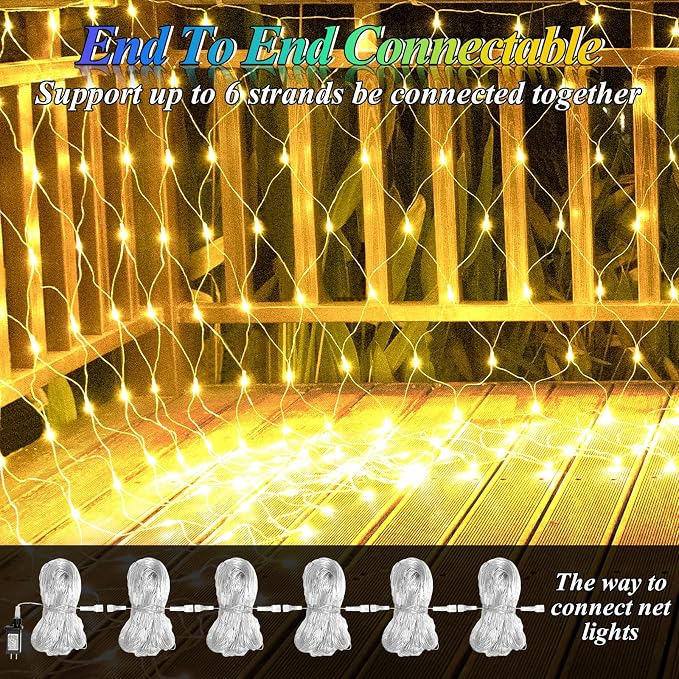 Lovelite 120 LED Christmas Net Lights, 5ft x 5ft Mesh Lights Outdoor 8 Modes - Image 3