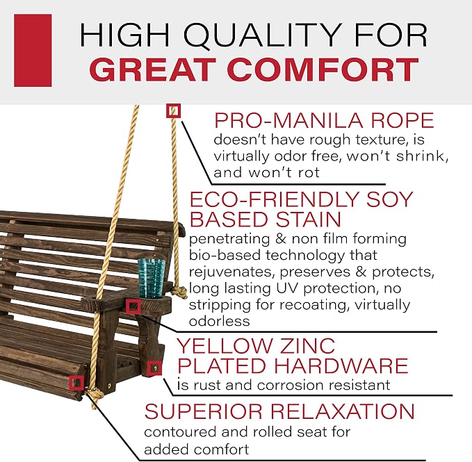 Amish Casual Heavy Duty 800 Lb Roll Back Treated Porch Swing - Image 3