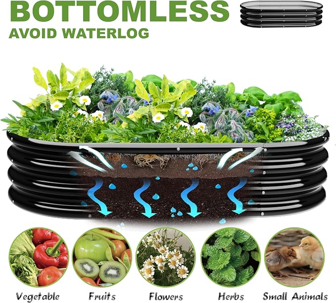 2Pcs 4X2X1ft Oval Raised Garden Bed Kit, Galvanized Raised Garden Beds Outdoor - Image 3