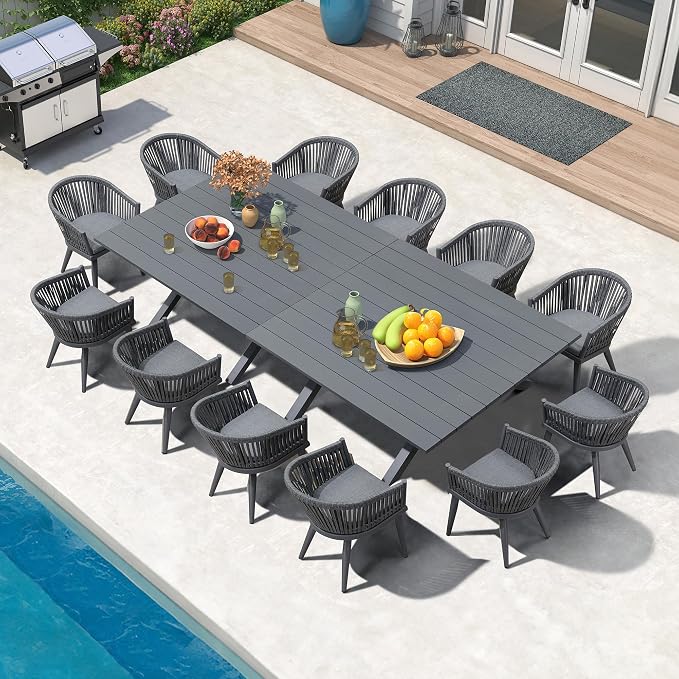 PURPLE LEAF 13 Pieces Oversized Outdoor Dining Set by PURPLELEAF