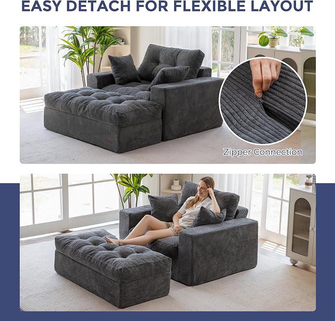 MAXYOYO Sectional Sofa Couch and Chaise Lounge, L Shaped Modern Cloud Couch - Image 5
