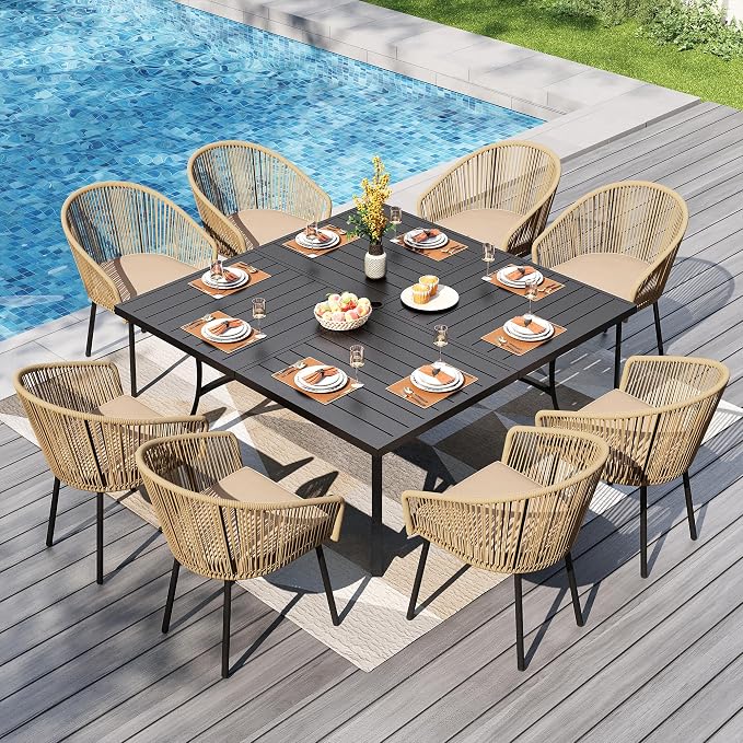 PHI VILLA 9 Piece Outdoor Dining Set by PHIVILLAThepioneerofcomfortablehouseholdsupplies