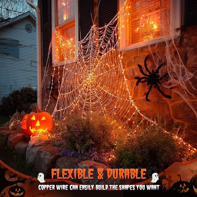 JMEXSUSS 2 Pack Solar Halloween Lights, 33ft 100 LED Orange Halloween Lights - Image 7