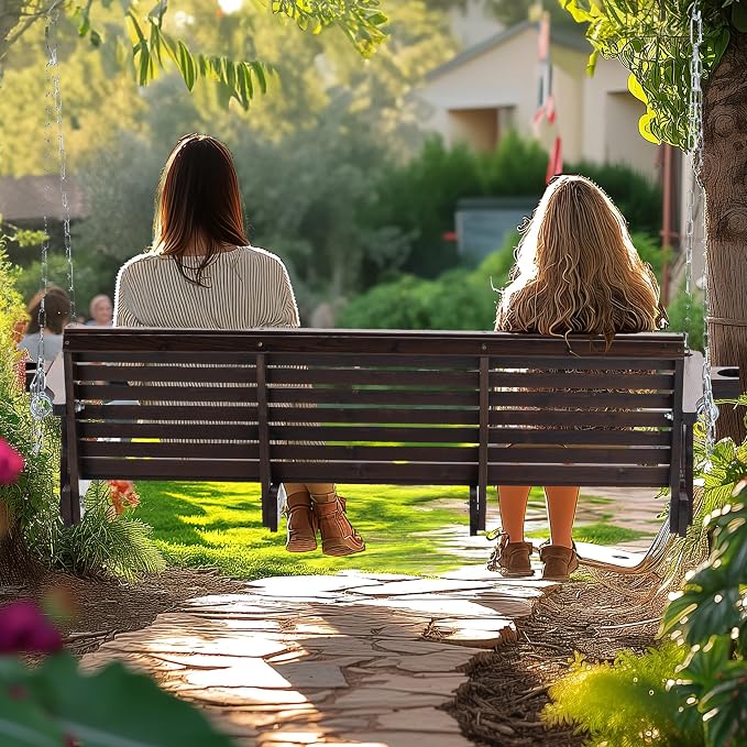 Finnhomy Fir Wooden Hanging Porch Swing Beach - Image 3