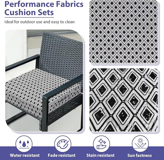 Outdoor Chair Cushions Set of 4, Waterproof Outdoor Seat Cushions - Image 3