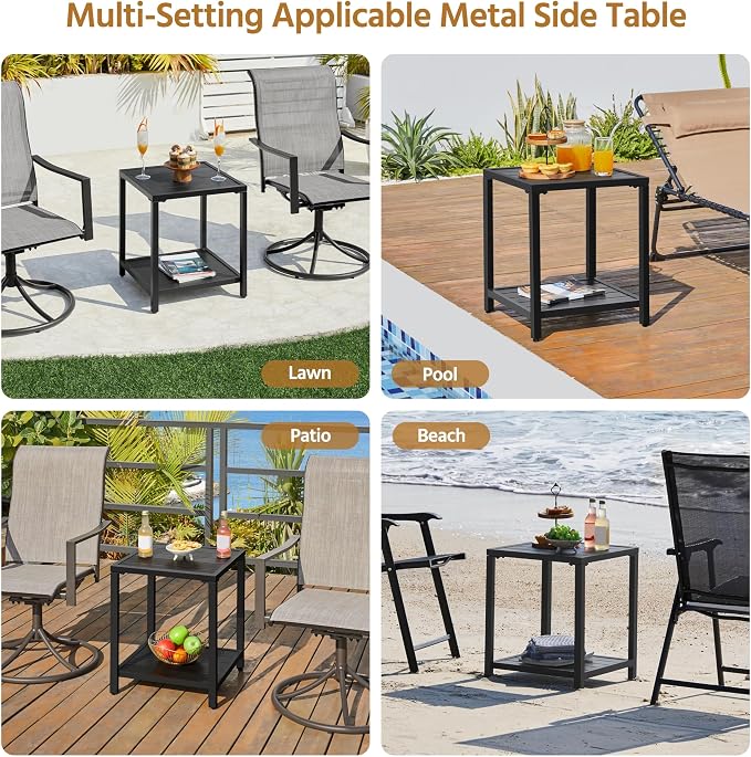 Yaheetech Outdoor Side Table, Metal Outdoor End Table - Image 6