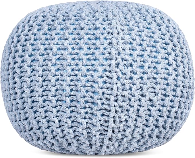 BIRDROCK HOME Round Pouf Ottoman | Cotton Braided Foot Stool - Image 9