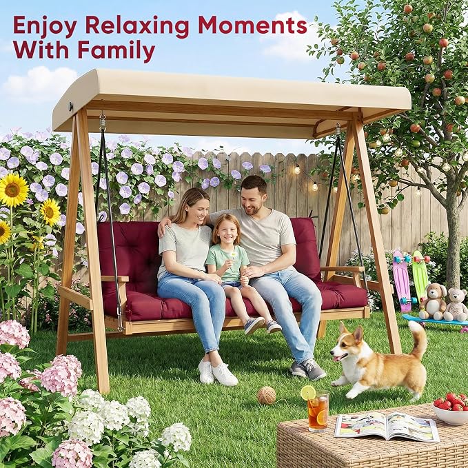 Waterproof Porch Swing Cushions 60 Inch, 2 3-Seater Replacement - Image 8