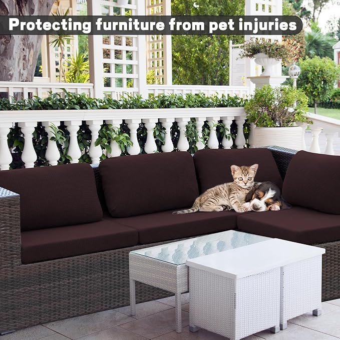 8Pcs Outdoor Cushion Covers, Patio Cushion Covers, Stretch Elastic Slipcovers - Image 3
