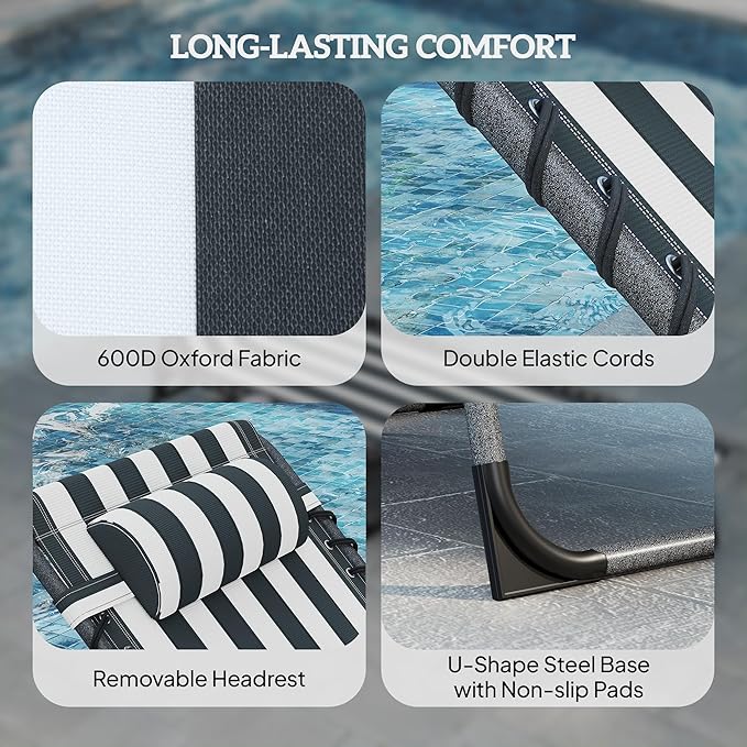 Outsunny Folding Chaise Lounge Chair Outdoor Tanning Chair - Image 5