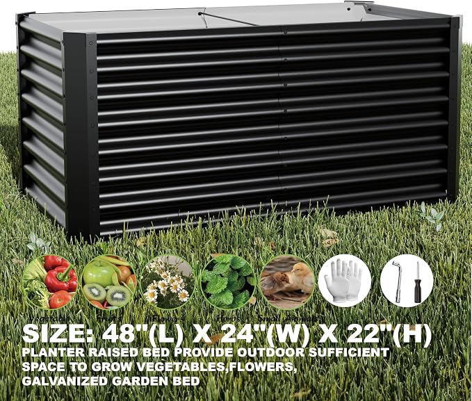 4x2x2ft Raised Garden Bed Kit, Galvanized Planter Garden Boxes Outdoor - Image 2