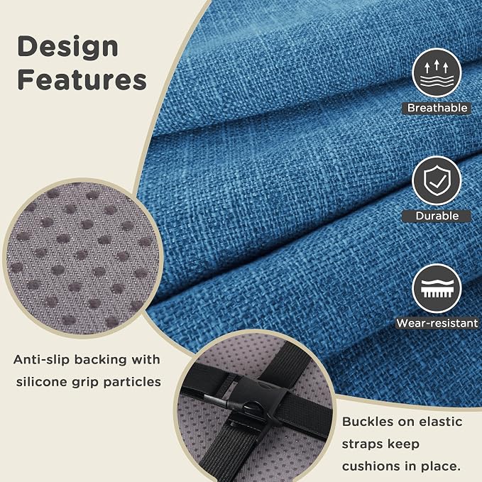 AddGrace Anti-Slip Bar Stool Cushions Square Bar Stool Seat Cushions - Image 3