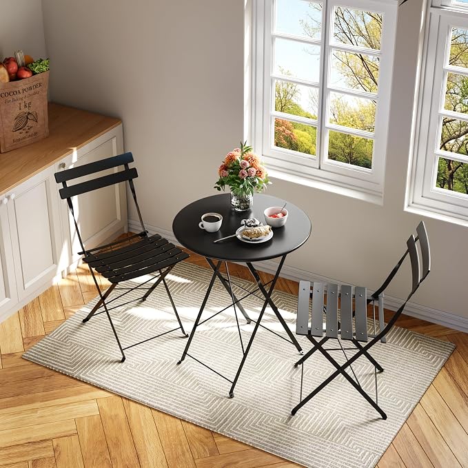 GarveeLife 3-Piece Folding Bistro Set, Foldable Patio Furniture Set - Image 7