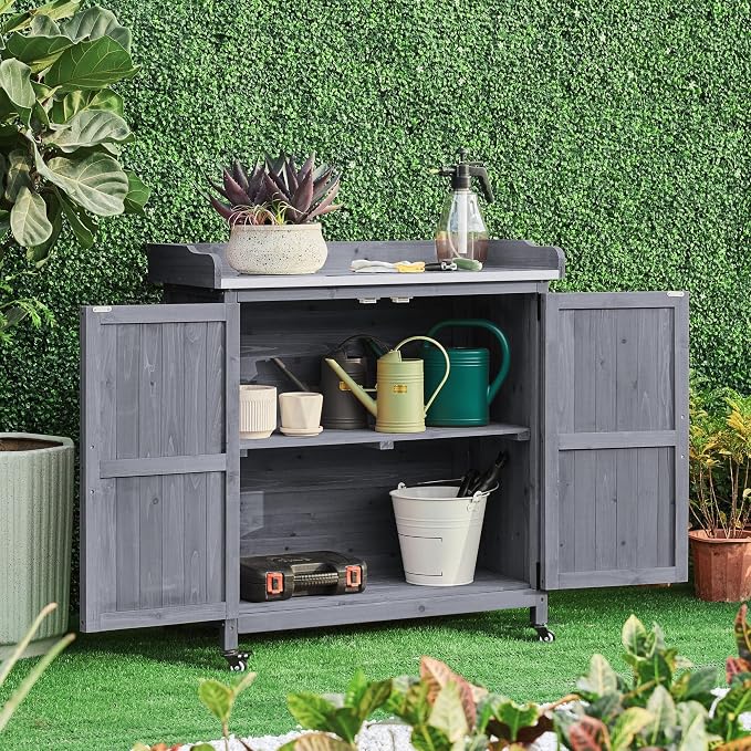 Yaheetech Garden Potting Bench Table, Outdoor Garden Horticultural Wooden - Image 8