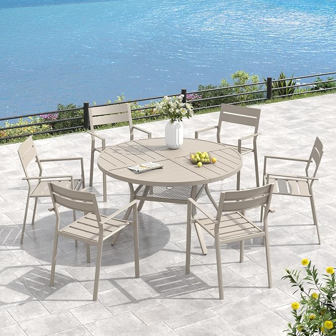 VICLLAX 50" Round Outdoor Table, Patio Dining Table - Image 7