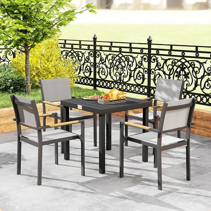 Outsunny Outdoor Dining Table for 4 Person, Square Patio Table, Aluminum Metal - Image 9