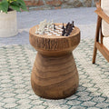 COSIEST Outdoor Side Table w Chessboard, Lightweight Decor Outdoor Round End by COSIEST