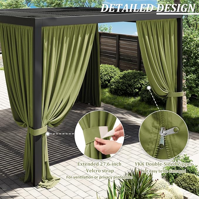 Gazebo Universal Replacement Privacy Curtain, 4-Panels Sidewall Curtains - Image 4