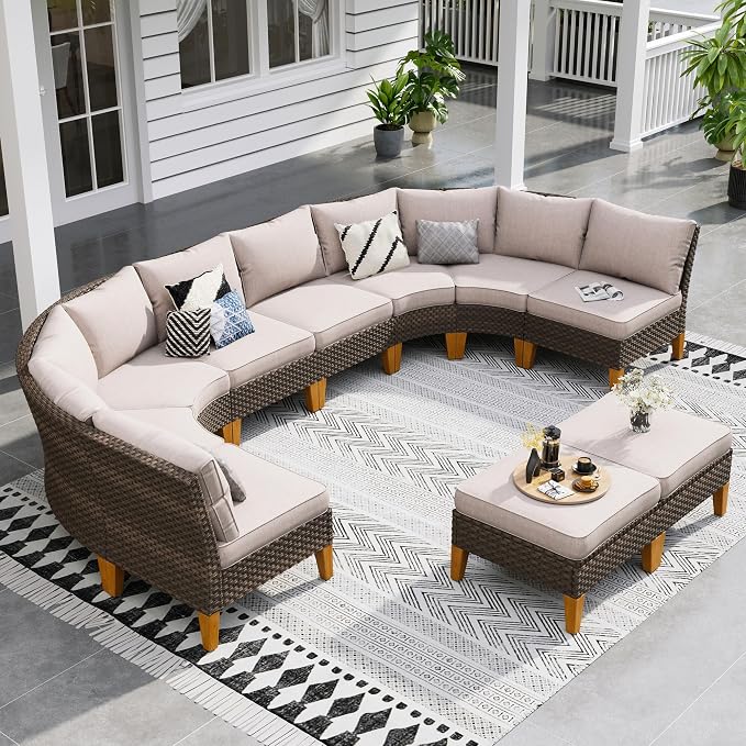 Sophia & William Patio Furniture Set, 10 Piece Half Moon Outdoor Wicker by SophiaWilliam