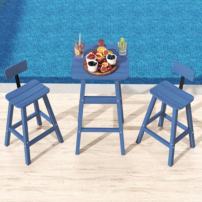 3-Piece Outdoor Counter Height Bar Table Set, HDPE Weather Resistant - Image 5